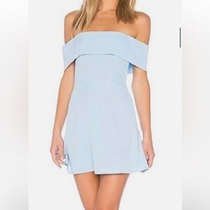 Blue off the shoulder mini dress